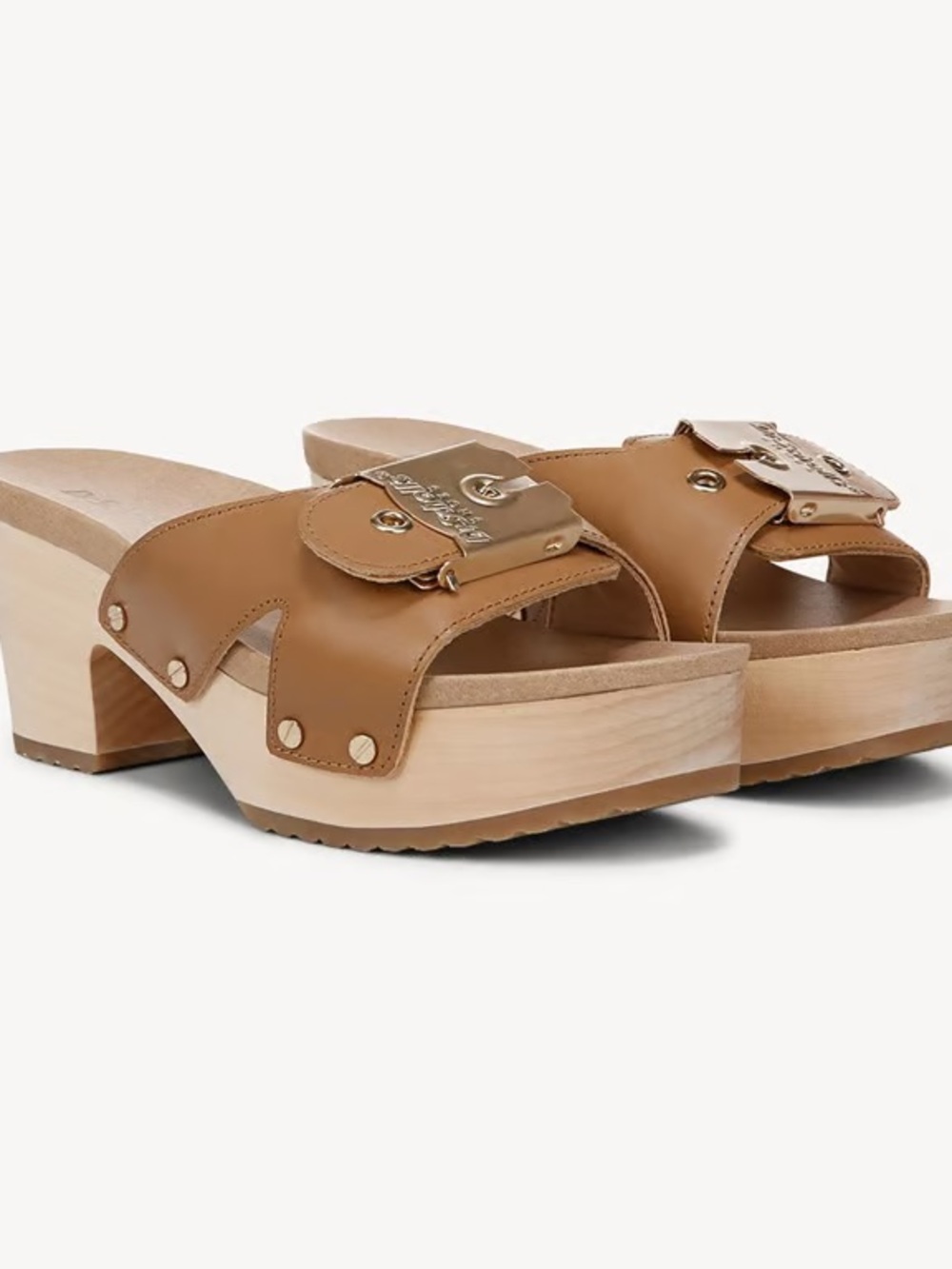 NEW Dr. Scholl’s Clogs Original Max Too Platform Sandal Camel Leather Shoes